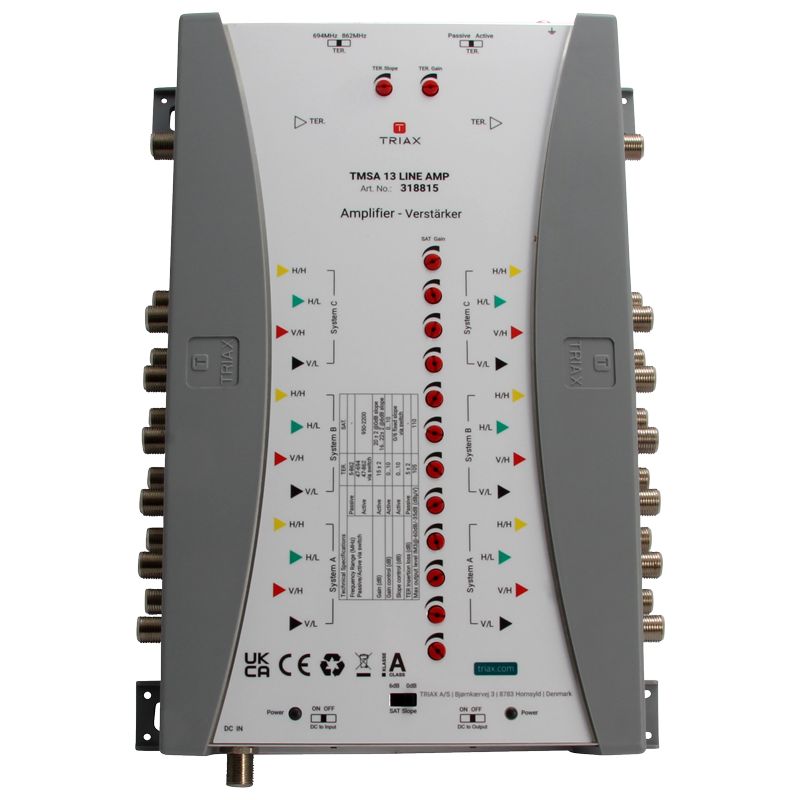 Triax Vor-/Nach-Verstärker für TMS/CKR 13 x, 13 in/out, Verstärkung 10-20 dB regelbar, exklusive Netzteil
