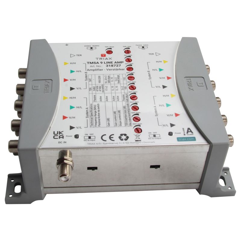 Triax Vor-/Nach-Verstärker für TMS/CKR 9x, 9 in/out, Verstärkung 5-20 dB regelbar, exklusive Netzteil