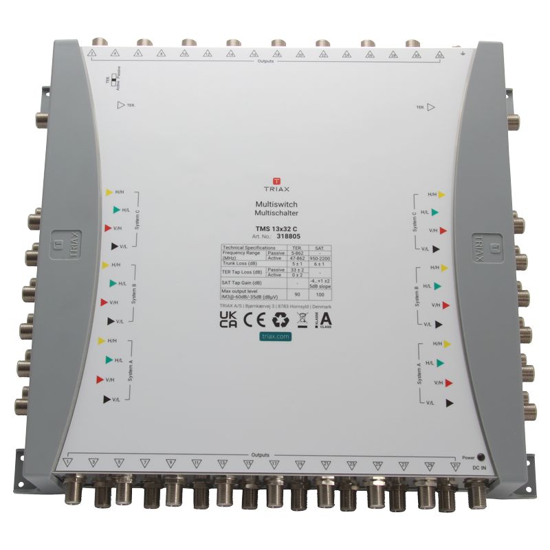 Triax TMS 13x32 C / 12 SAT + 1 terr. Eingang, 32-fach, ext. Netzteil, terr. aktiv/passiv