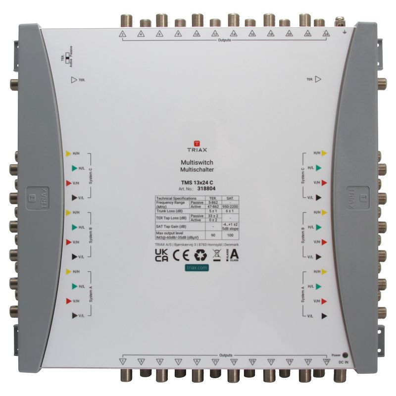 Triax TMS 13x24 C / 12 SAT + 1 terr. Eingang, 24-fach, ext. Netzteil, terr. aktiv/passiv