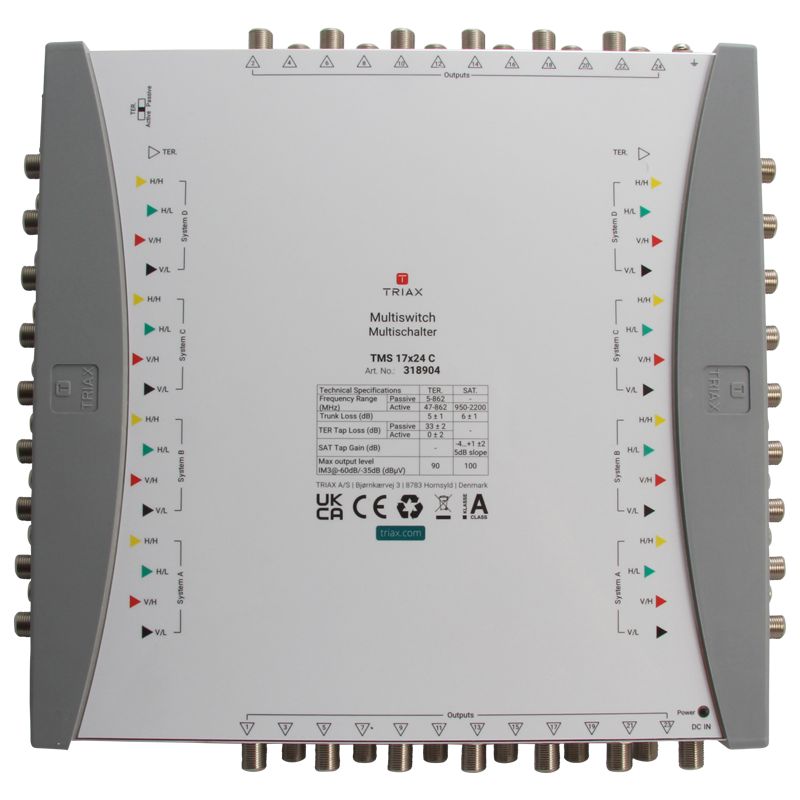 Triax TMS 17×24 C Multischalter, Kaskade, 17 Eingänge, 24 Teilnehmerausgänge