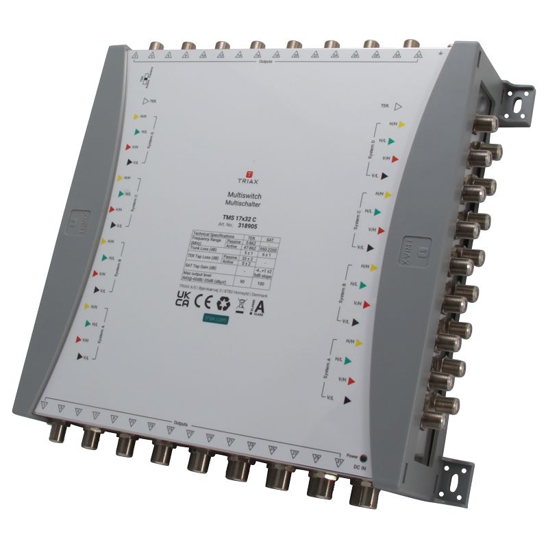 Triax TMS 17×32 C Multischalter, Kaskade, 17 Eingänge, 32 Teilnehmerausgänge