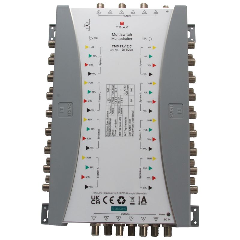 Triax TMS 17×12 C Multischalter, Kaskade, 17 Eingänge, 12 Teilnehmerausgänge