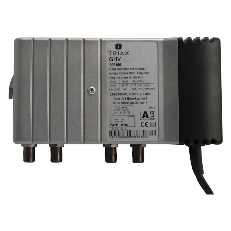 Triax GHV 940 Verstärkung  vorwärts 40 dB, rückwärts 26/32 dB, max.