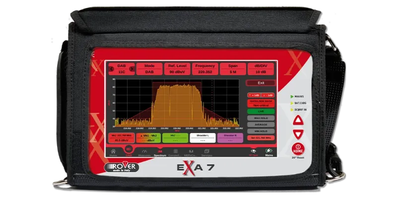 EXA 7 Professionelles Instrument: Radio, TV, SAT, IP, TVCC, WiFi, Telekommunikation mit 7" TOUCHSCREEN