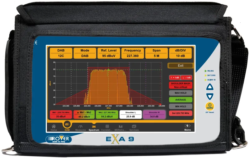 EXA 9 Professionelles Instrument: Radio, TV, SAT, IP, TVCC, WiFi, Telekommunikation mit 9" TOUCHSCREEN