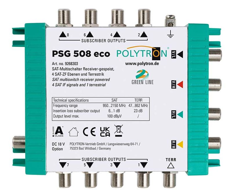 PSG 508 Eco  Polytron Receiver-gespeister Multischalter für 8 Teilnehmer