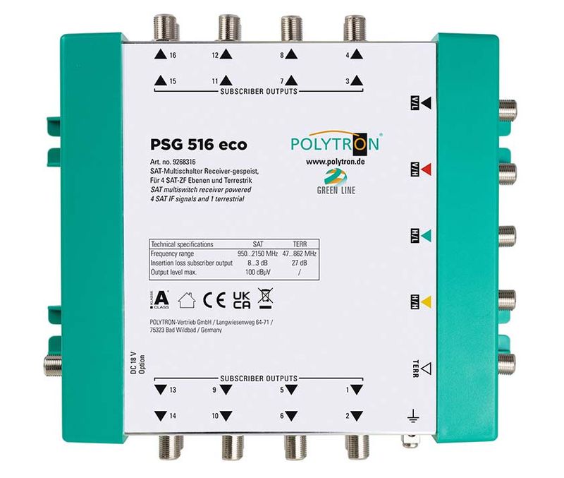 PSG 516 Eco  Polytron Receiver-gespeister Multischalter für 16 Teilnehmer