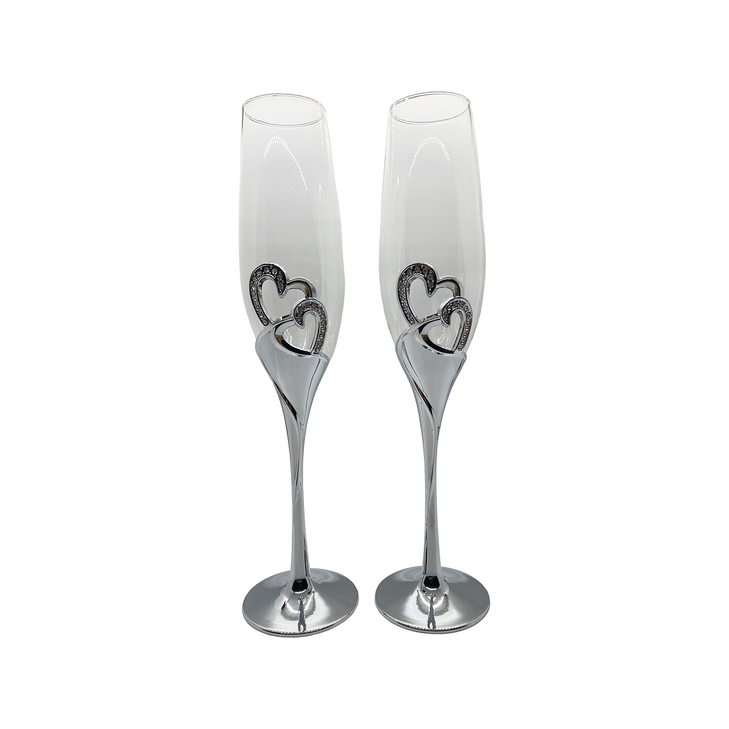 Wedding Champagne Glasses w/Swarovski 2pc