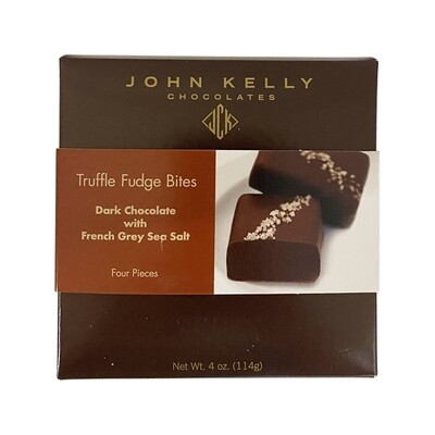 John Kelly Truffle Fudge Bites Dark Chocolate w/French Grey Sea Salt 4pc 114g