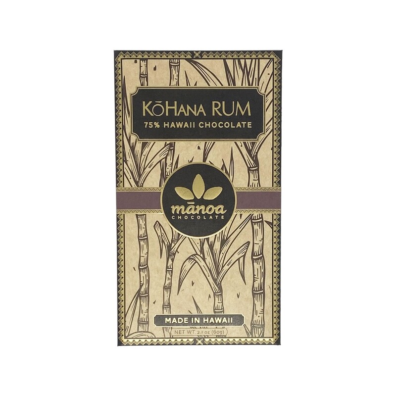 Manoa KoHana Rum 80% Chocolate 2.1oz Hawaii