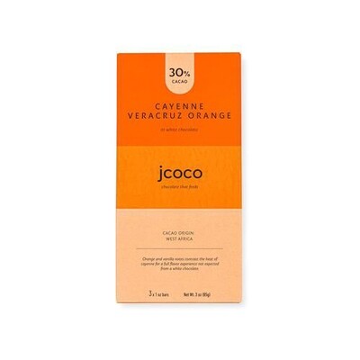 Jcoco 30% White Chocolate with Cayenne and Veracruz Orange 3oz Africa