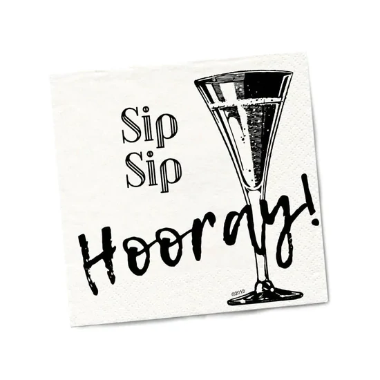 Twisted Wares Beverage Napkin Sip Sip Hooray