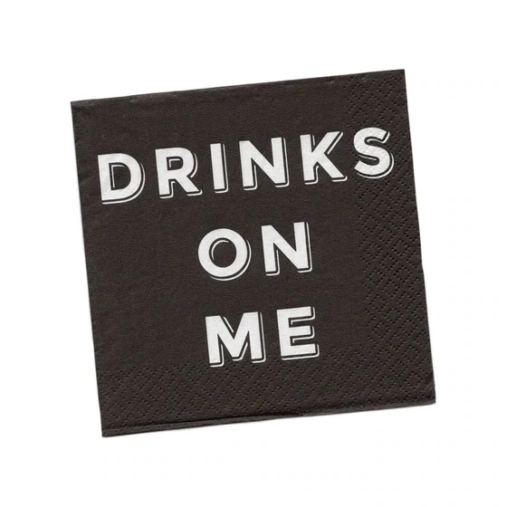 Twisted Wares Beverage Napkin Drinks On Me