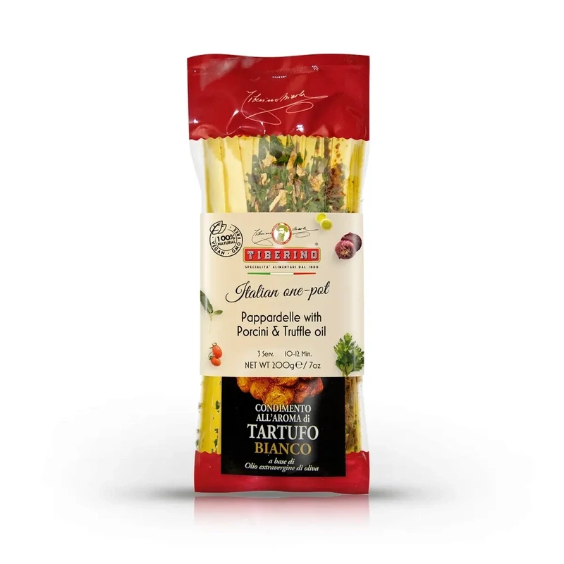 Tiberino Pappardelle Pasta With Porcini &amp; White Truffle Oil 7oz