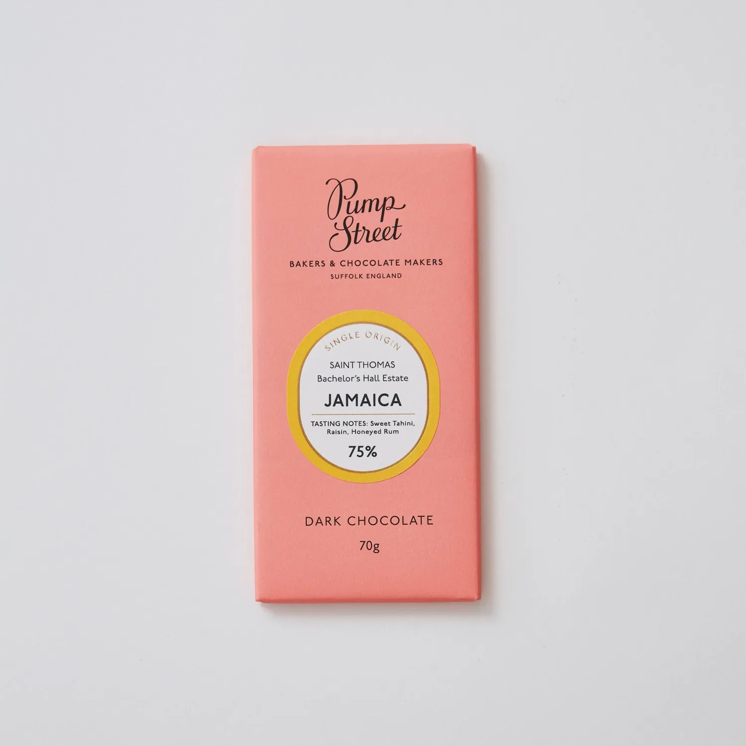 Pump Street Jamaica Bachelor&#39;s Hall 75% Dark Chocolate 20g England