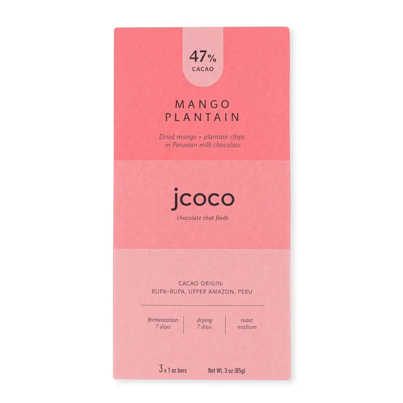 Jcoco Mango Plantain 47% Milk Chocolate 1oz