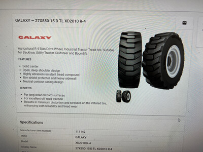 Galaxy Forklift 27-8.50-15 (8ply)