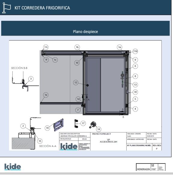 REPUESTOS KIT CORREDERA FRIGORIFICA KIDE