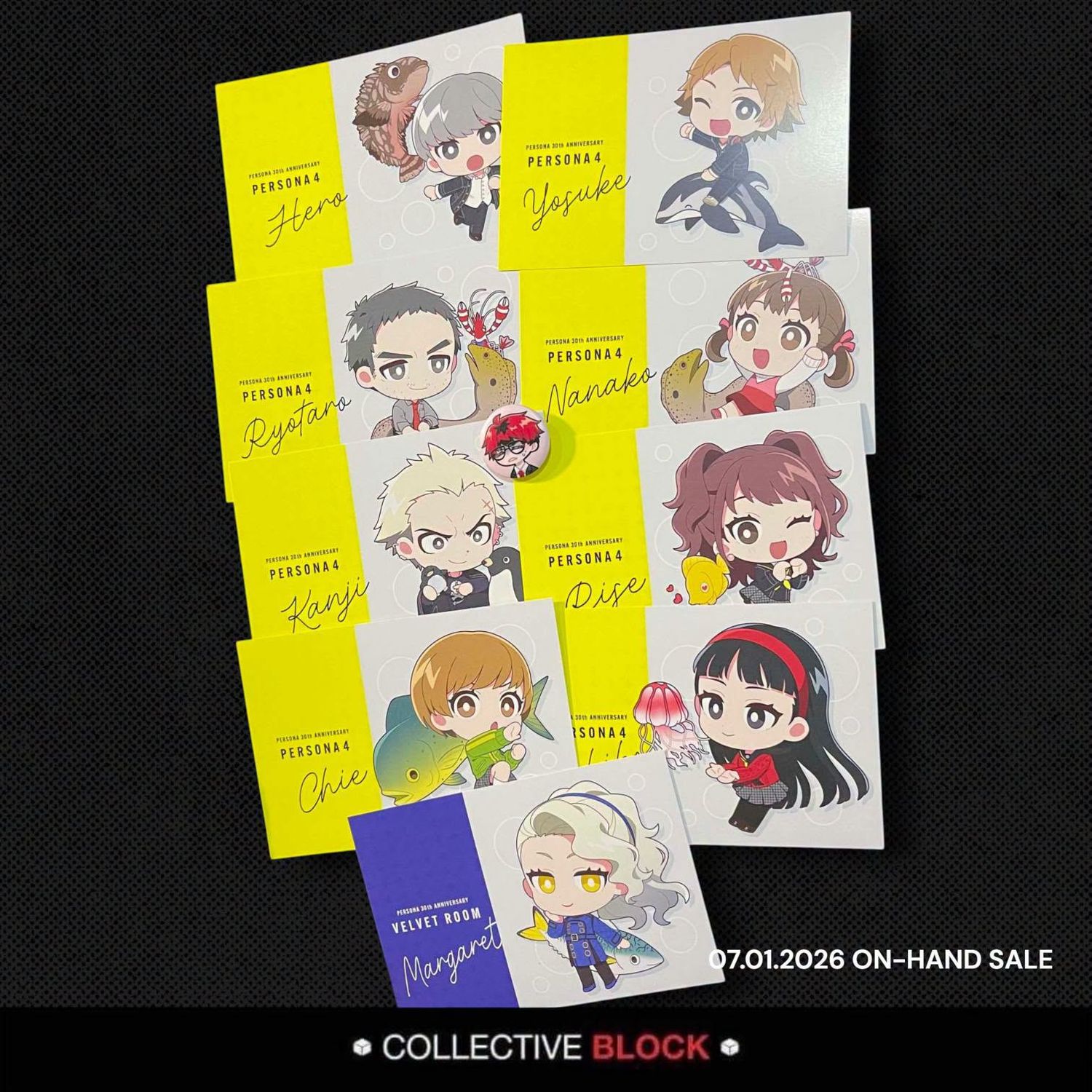 Persona 4 P30th x Sea Paradise Collab Postcards - Ryotaro, Nanako, Kanji, Rise, Chie, Yukiko, Margaret