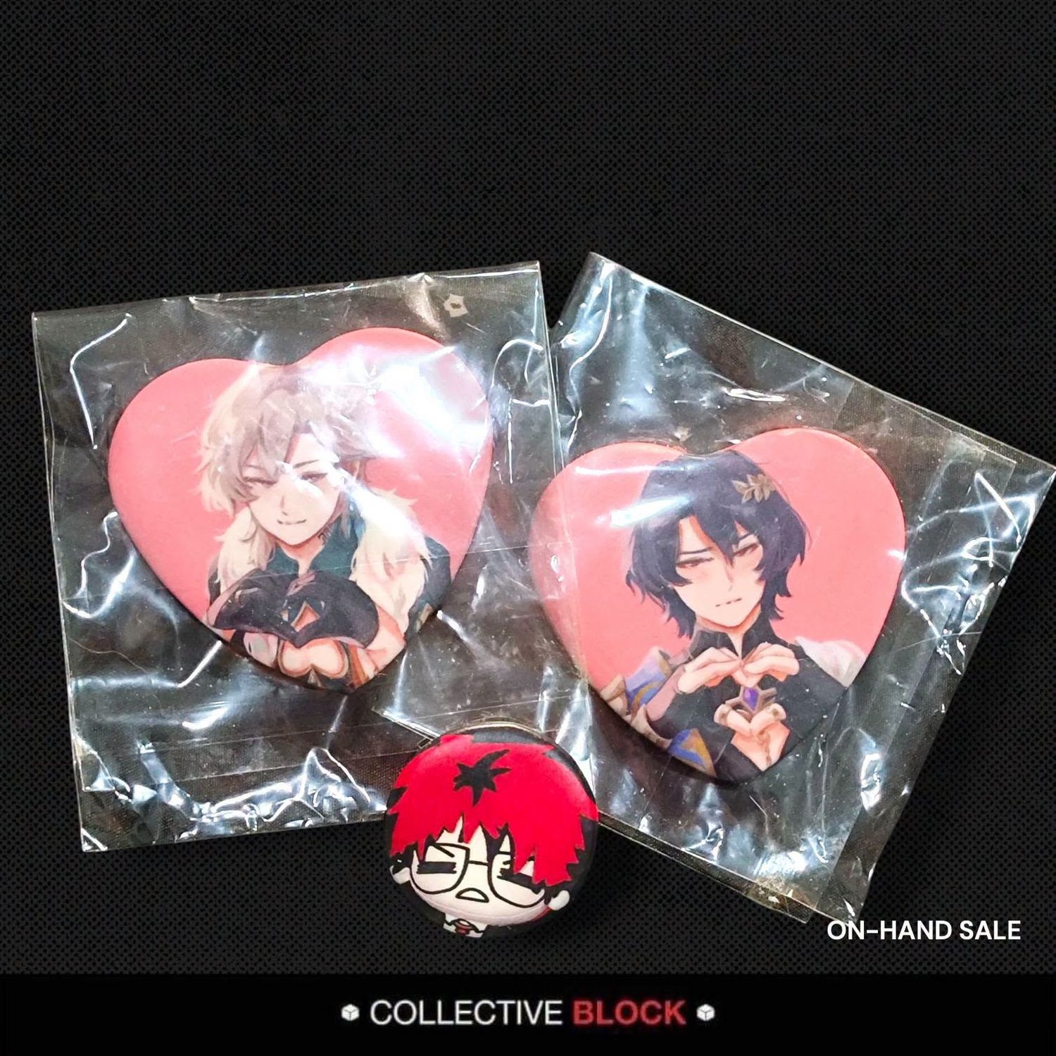 Honkai: Star Rail [Aventurine &amp; Dr. Ratio] Fanmade Heart Pins