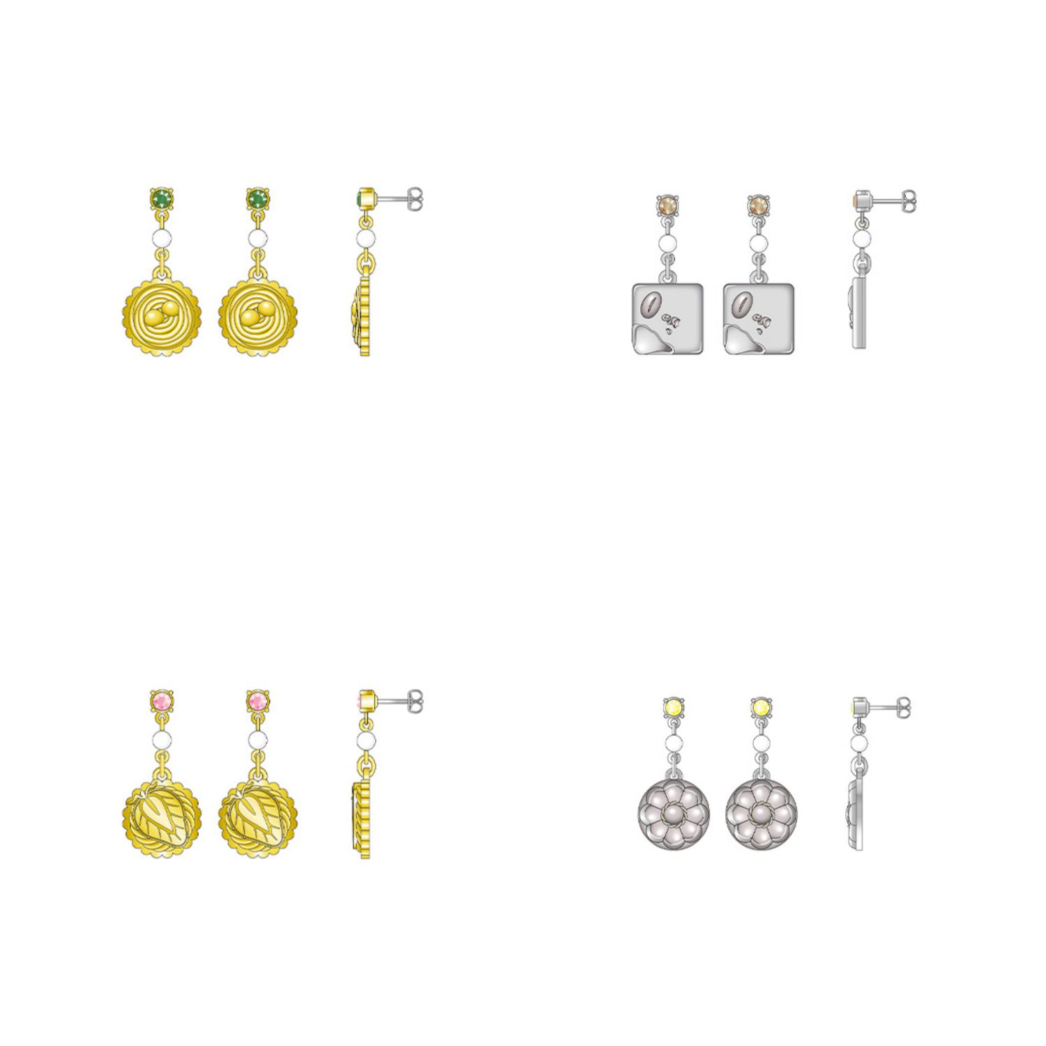 [Pre-Order] Twisted Wonderland La Bonbonnière ver. Sweets-themed Metallic Earrings (3.8 cm)