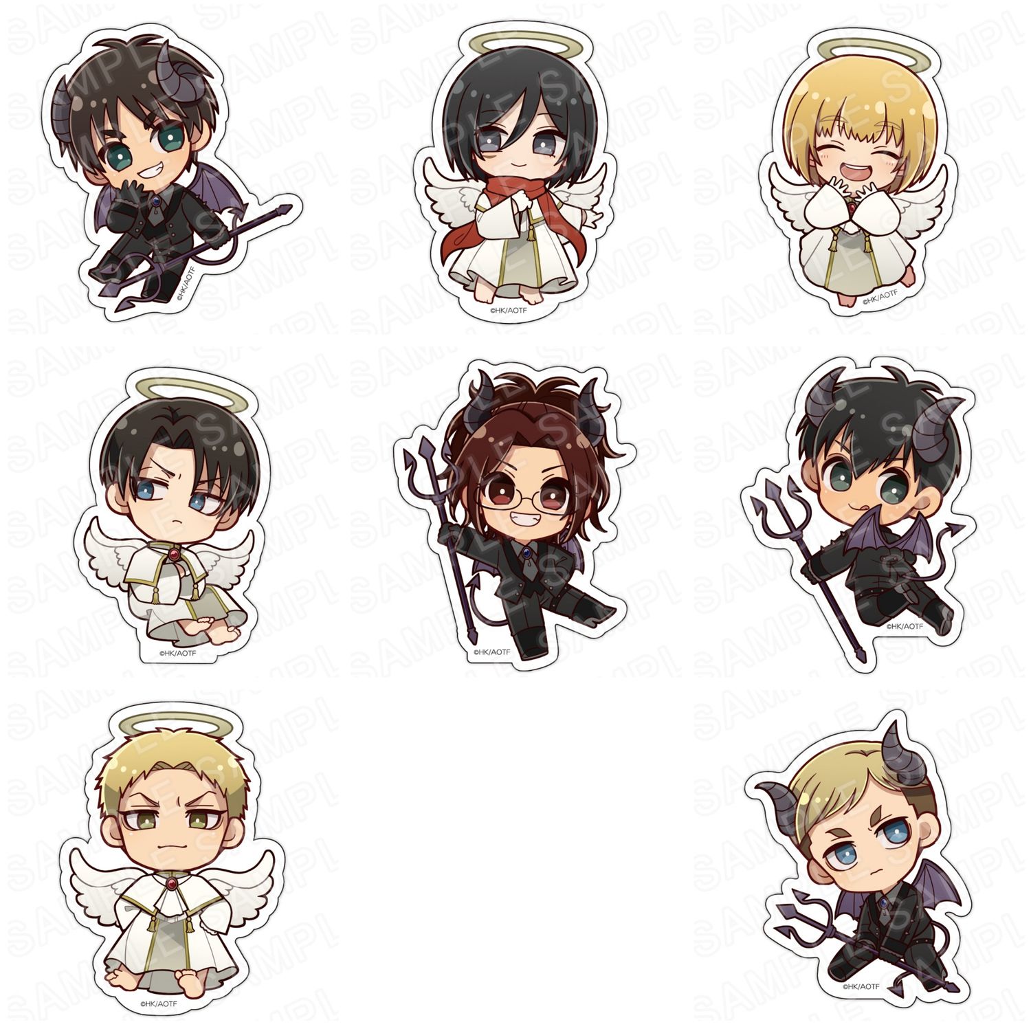 [Pre-Order] Attack on Titan Angel and Demon Ver. Chibi Stickers (7 cm)