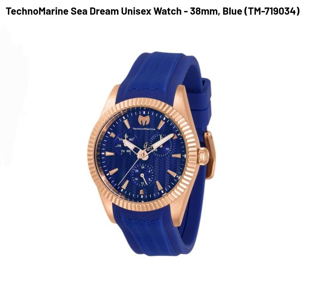 TechnoMarine Sea Dream Unisex Watch - 38mm, Blue TechnoMarine Sea Dream Unisex Watch - 38mm, Blue