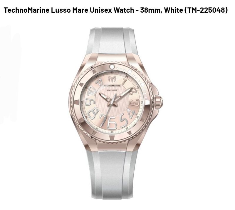 TechnoMarine Lusso Mare Unisex Watch - 38mm, White.