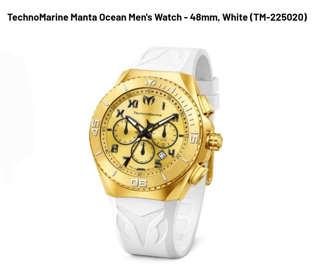 TechnoMarine Manta Ocean Men's Watch - 48mm, White TechnoMarine Manta Ocean Men's Watch - 48mm, White