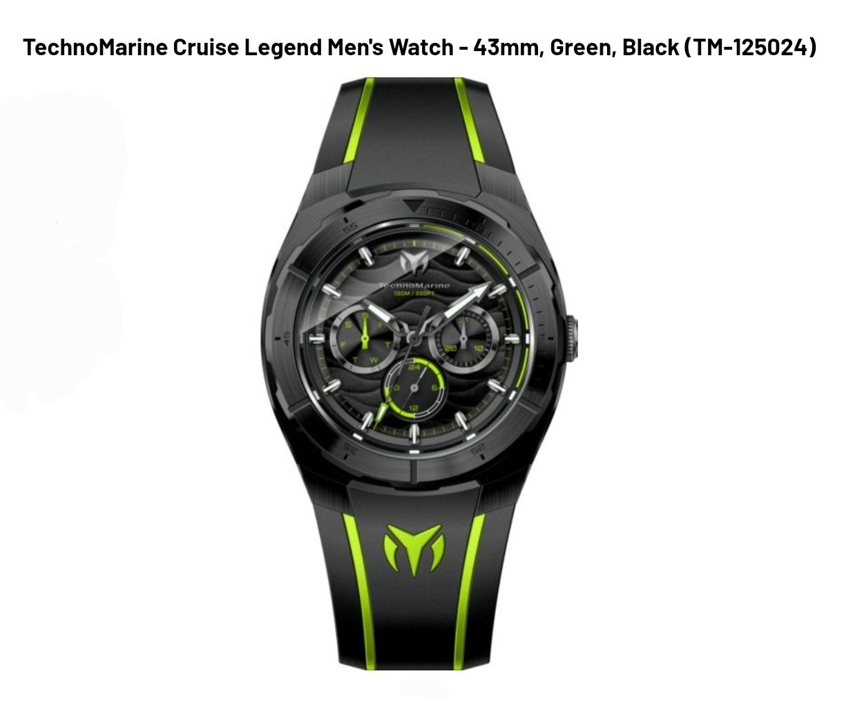 TechnoMarine Cruise Legend Men's Watch - 43mm, Green, Black TechnoMarine Cruise Legend Men's Watch - 43mm, Green, Black