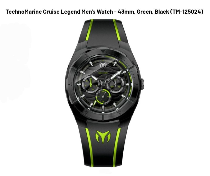 TechnoMarine Cruise Legend Men's Watch - 43mm, Green, Black