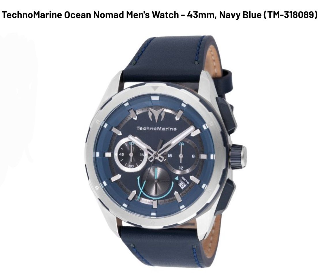 TechnoMarine Ocean Nomad Men's Watch - 43mm, Navy Blue TechnoMarine Ocean Nomad Men's Watch - 43mm, Navy Blue