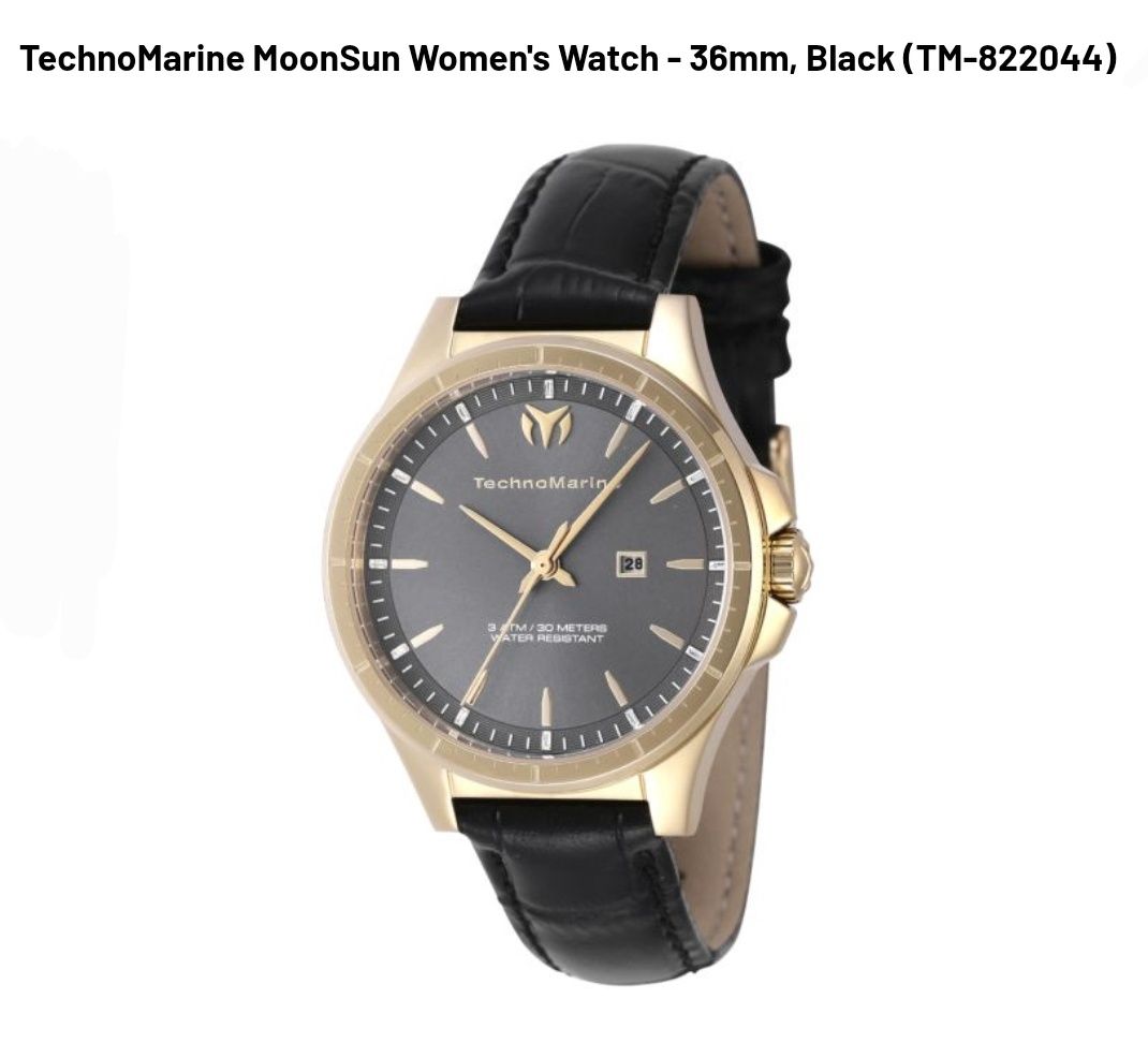 TechnoMarine MoonSun Women's Watch - 36mm, Blac TechnoMarine MoonSun Women's Watch - 36mm, Blac