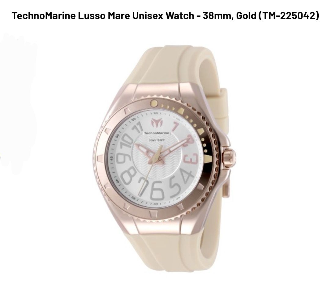 TechnoMarine Lusso Mare Unisex Watch - 38mm, Gold TechnoMarine Lusso Mare Unisex Watch - 38mm, Gold