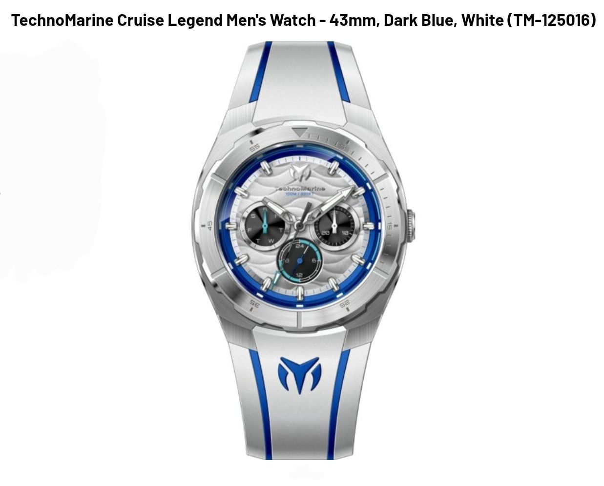 TechnoMarine Cruise Legend Men's Watch - 43mm, Dark Blue, White TechnoMarine Cruise Legend Men's Watch - 43mm, Dark Blue, White