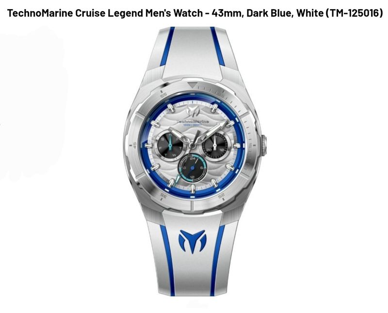 TechnoMarine Cruise Legend Men's Watch - 43mm, Dark Blue, White