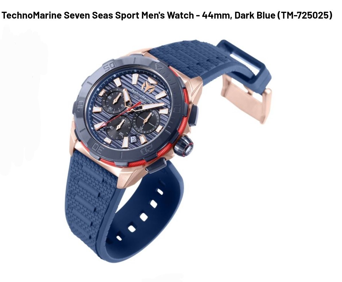 TechnoMarine Seven Seas Men's Watch - 44mm, Dark Blue TechnoMarine Seven Seas Men's Watch - 44mm, Dark Blue