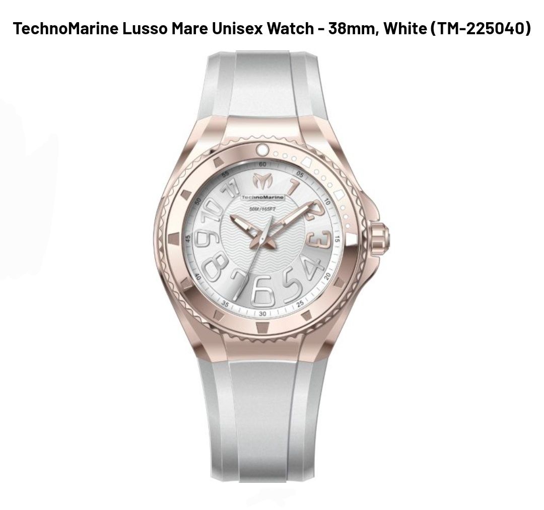 TechnoMarine Lusso Mare Unisex Watch - 38mm, White TechnoMarine Lusso Mare Unisex Watch - 38mm, White
