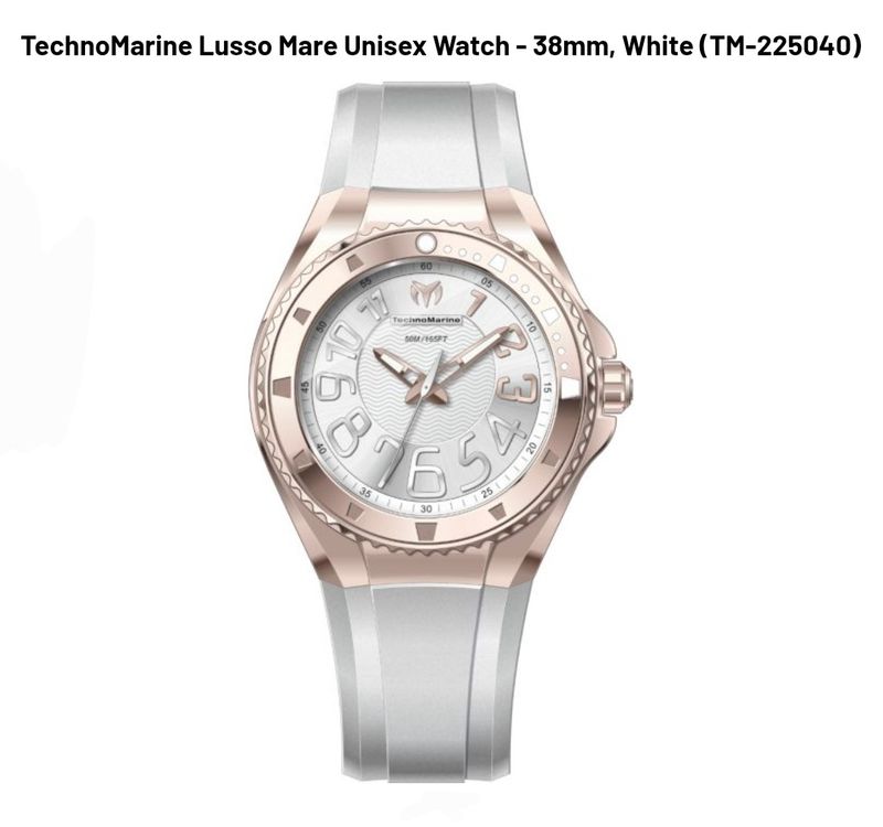 TechnoMarine Lusso Mare Unisex Watch - 38mm, White