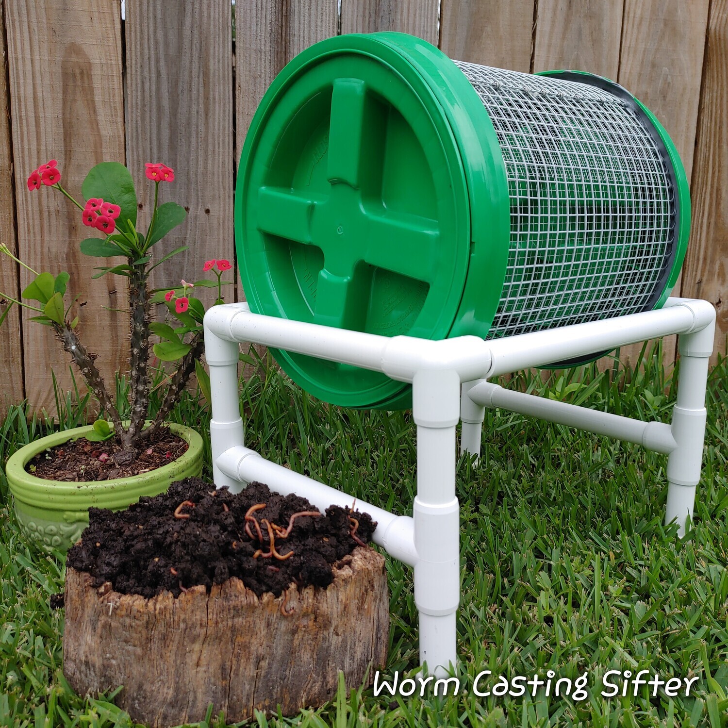 Compact Compost Worm Casting Sifter 1/8 inch screen.