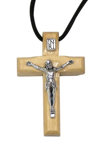 CRUCIFIX 5CM ON CORD OLIVE WOOD