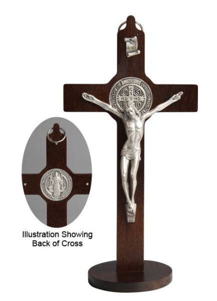 CRUCIFIX ST BENEDICT STANDING DARK 20CM X 10CM