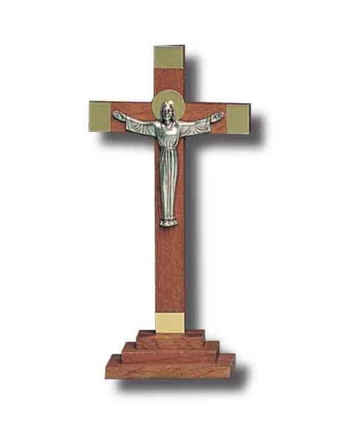 STANDING CRUCIFIX WOOD RISEN CHRIST 23CM X 11CM