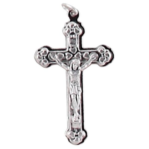 CRUCIFIX PENDANT TREFOIL SILVER 37MM