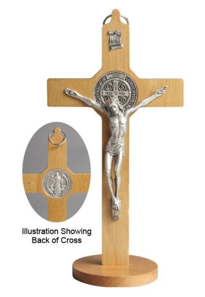 CRUCIFIX ST BENEDICT STANDING LIGHT 20cm X 10cm