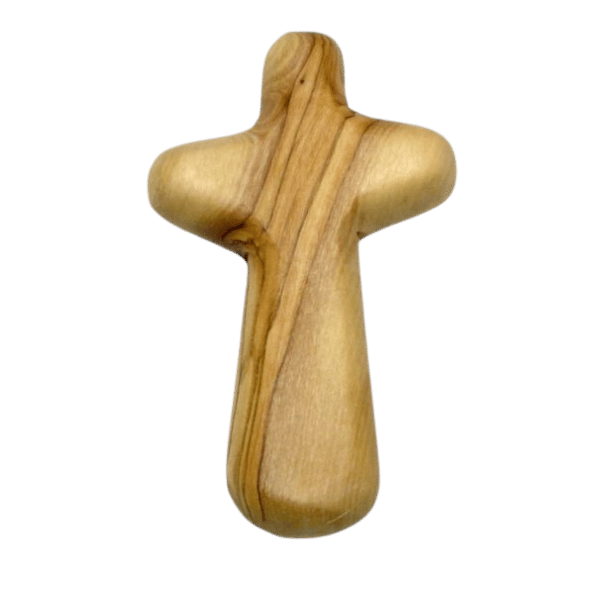 OLIVE WOOD HOLDING CROSS 11CM