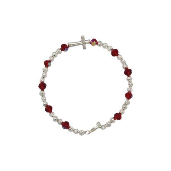 ROSARY BRACELET CRYSTAL AND ZIRCON BEADS RED