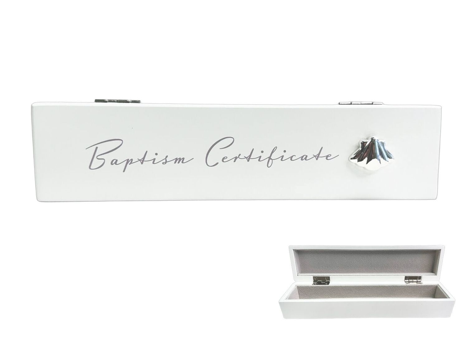 BAPTISM CERTIFICATE HOLDER WOODEN WHITE