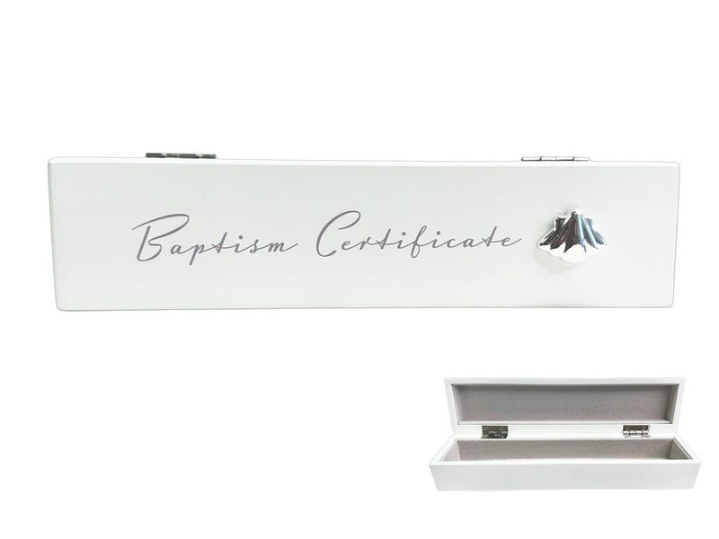 BAPTISM CERTIFICATE HOLDER WOODEN WHITE